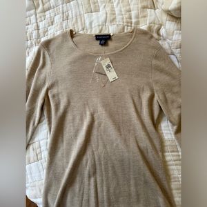 Ann Taylor 100% Italian Merino Wool Beige Sweater